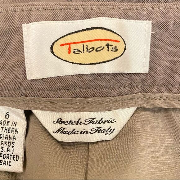 Talbots Tan Wool Blend Trousers Fully Lined Womens Size 6 Flat Front Dress Pants - Picture 4 of 7